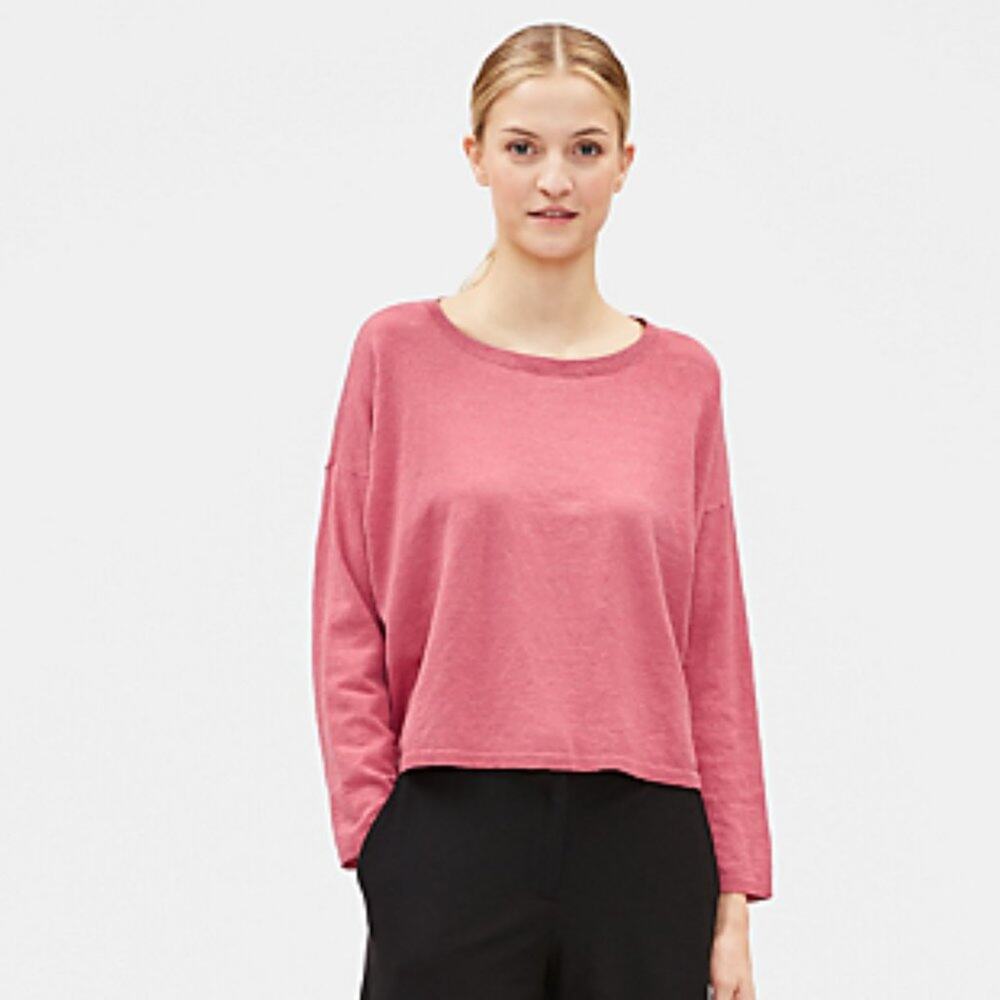 Eileen Fisher Organic Linen Crepe Stretch Boxy Top